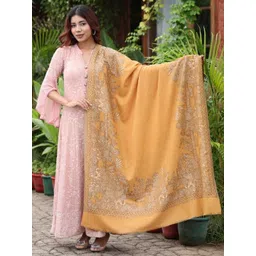 THE SHAWL STUDIO Ethnic Motifs Woven Design Elephant Border Resham Kani Shawl-image-17