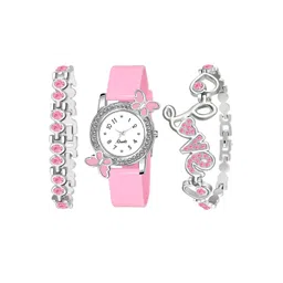 THE SHOPOHOLIC Girls Embellished Watch Gift Set with Bracelet-picture-39