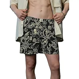 Dark Sea Men and Boys Pull On Black All Over Printed Regular Fit Cotton Boxer Shorts-image-20