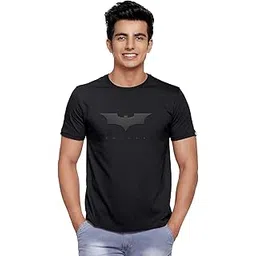 The Souled Store Men Official Batman: 3D Logo Black Printed T-Shirts-picture-13
