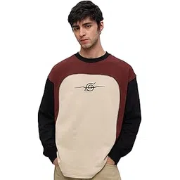 The Souled Store Naruto Shippuden: Men and Boys Round Neck Colour Block Cotton Oversized Full Sleeve T-Shirts-picture-16