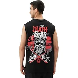 Official Star Wars: The Death Star Men and Boys Round Neck Sleeveless Black Graphic Printed Regular Fit Cotton Vests-image-14