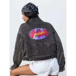 The Souled Store Batgirl Graphic Printed Embroidered Lightweight Pure Cotton Denim Jacket-picture-42