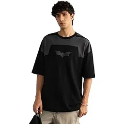 the souled store Batman: Dark Knight Men and Boys Short Sleeves Round Neck Black Graphic Printed Drop Shoulder Casual Streetwear Cotton Super Oversized T-Shirt-picture-37