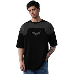 the souled store Batman: Dark Knight Men and Boys Short Sleeves Round Neck Black Graphic Printed Drop Shoulder Casual Streetwear Cotton Super Oversized T-Shirt-picture-11