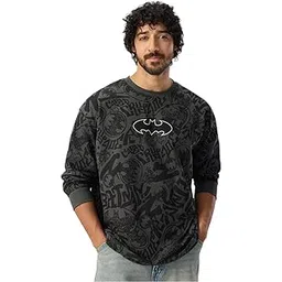 the souled store Batman: Vengeance Men and Boys Round Neck Grey All Over Printed Cotton Oversized Full Sleeve T-Shirts-picture-23
