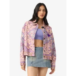 The Souled Store Beige Cotton Regular Fit Print Casual Jacket image 1