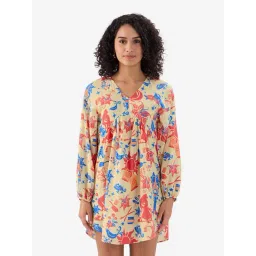 The Souled Store Beige Printed A Line Dress-picture-33