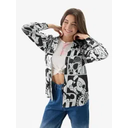 The Souled Store Black & White Printed Oversized Shirt-picture-29