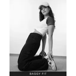 The Souled Store Black Carpenter Denims Charcoal Drift Women Cargo Jeans-picture-33