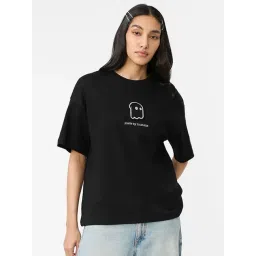 The Souled Store Black Cotton Loose Fit Printed T-Shirt-picture-35