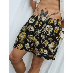The Souled Store Black Cotton Regular Fit Printed Shorts-picture-28
