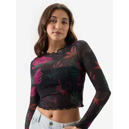 The Souled Store Black Floral Printed Crop Top-picture-27