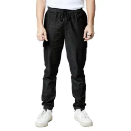 The Souled Store Black Regular Fit Lightly Washed Jogger Jeans-picture-10