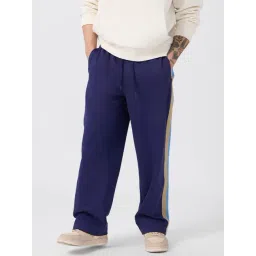 The Souled Store Blue Cotton Loose Fit Colour Block Trackpants-picture-44