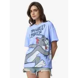 The Souled Store Blue Cotton Loose Fit Graphic T-Shirt-picture-33