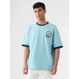 The Souled Store Blue Cotton Loose Fit T-Shirt-picture-34