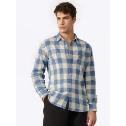 The Souled Store Blue Cotton Regular Fit Checks Shirt-picture-27