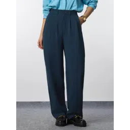 The Souled Store Blue Korean Pants 3.0 Classic Navy Women Pants-picture-17