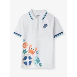 The Souled Store Boys Aloha Graphic Printed Polo Collar Embroidered Pure Cotton T-Shirt-picture-39