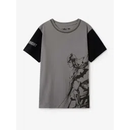 The Souled Store Boys Grey & Black Cotton Character Based Batman T-Shirt-picture-12