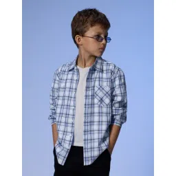 The Souled Store Boys Light Blue, White Plaid Light Blue, White Young Shirt-picture-25