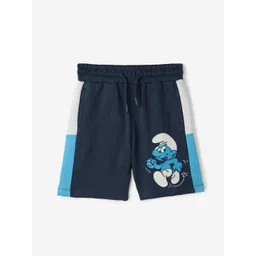 The Souled Store Boys Navy The Smurfs Printed Pure Cotton Shorts-picture-38