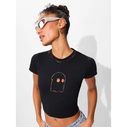 The Souled Store Brand Logo Embroidered Placement Print Cotton Crop Top-picture-18