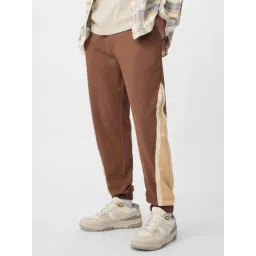 The Souled Store Brown Loose Fit Colour Block Joggers-picture-27