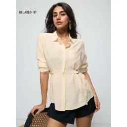 The Souled Store Buckle Shirt: Taupe Women Shirts-picture-28