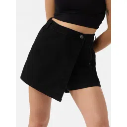 The Souled Store Carbon Black Cotton Regular Fit Skort-picture-36