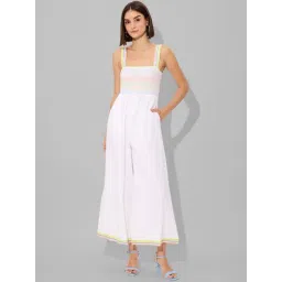 The Souled Store Classic White Regular fit Cotton Self Jump suits-picture-18