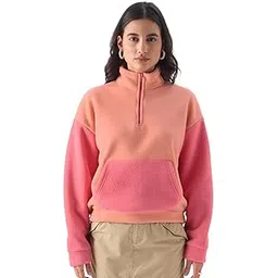 the souled store Coral Candy Teddy Women and Girls Long Sleeve Mock Neck Solid Oversized Sweatshirts Oversized Sweatshirts for Women Hoodies Pullovers Graphic Printed Relaxed Loose Fit Drop Shoulder-picture-29