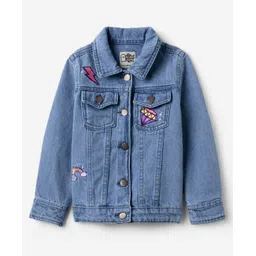 The Souled Store Cotton Denim Full Sleeves Lightning & Diamond Embroidered Jacket - Blue-picture-16