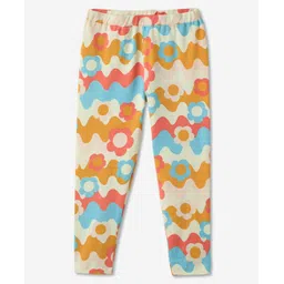 The Souled Store Cotton Elastane Floral Printed Leggings - Multi Colour-picture-15