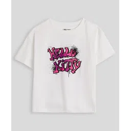 The Souled Store Cotton Half Sleeves Hello Kitty Graphic Text Printed Tee - White-picture-14