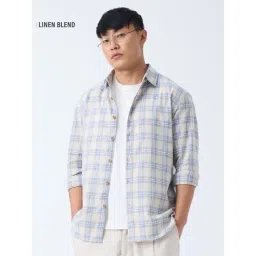 The Souled Store Cotton Linen Checks: Naval Cotton Linen Shirts-picture-19