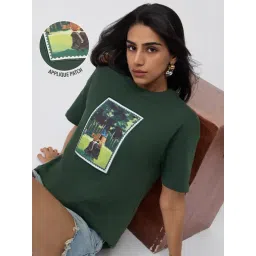 The Souled Store Dark Green Harry Potter Hagrid's Hut Women Oversized T-Shirt-picture-28