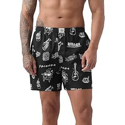 the souled store Friends: Doodle Men and Boys Pull On Black All Over Printed Regular Fit Cotton Boxer Shorts-picture-38