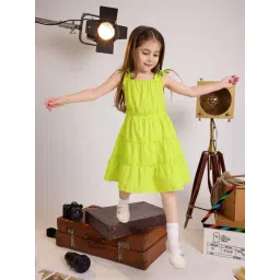 The Souled Store Girls Neon Green Cotton Solid Dress-picture-26