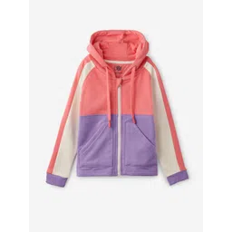 The Souled Store Girls Pink & Purple Colourblocked Hooded Pure Cotton Sweatshirt-picture-30