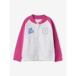 The Souled Store Girls White & Pink Lightweight Graphic Printed Cotton Open Front Jacket-picture-40