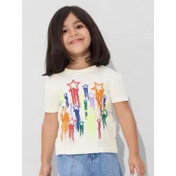The Souled Store Girls White Cotton Printed T-Shirt-picture-46