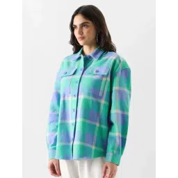 The Souled Store Green Cotton Chequered Shacket-picture-17