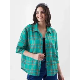 The Souled Store Green Cotton Chequered Shirt-picture-36