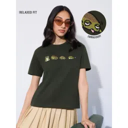 The Souled Store Green Cotton Embroidered T-Shirt-picture-33