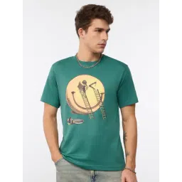 The Souled Store Green Cotton Graphic T-Shirt-picture-12