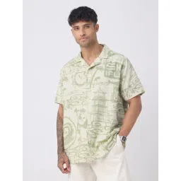 The Souled Store Green Cotton Regular Fit Printed Shirt-picture-16