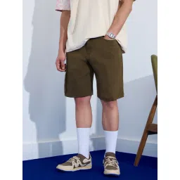 The Souled Store Green Cotton Regular Fit Shorts-picture-29