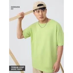 The Souled Store Green Cotton Solid Relaxed Fit T-Shirt-picture-17